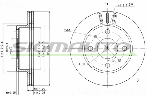 Disque de frein SIGMAUTO DBB858V