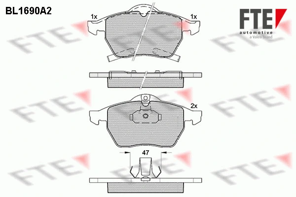 Kit de plaquettes de frein, frein à disque FTE 9010301