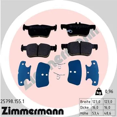 Kit de plaquettes de frein, frein à disque ZIMMERMANN 25798.155.1