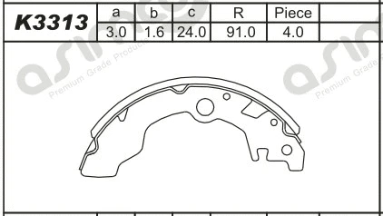 Jeu de mâchoires de frein ASIMCO K3313