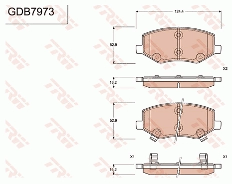Kit de plaquettes de frein, frein à disque TRW GDB7973