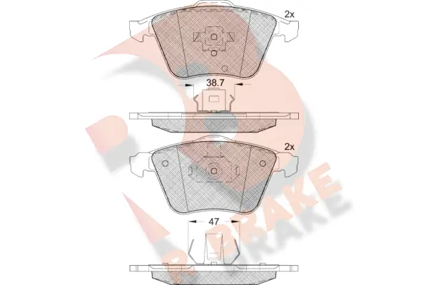Kit de plaquettes de frein, frein à disque R BRAKE RB1652