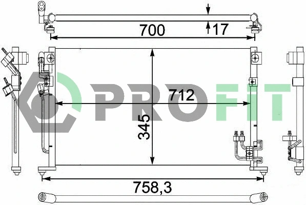 Condenseur, climatisation PROFIT PR 1601C1