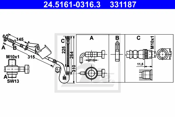 Flexible de frein ATE-APAC 24.5161-0316.3