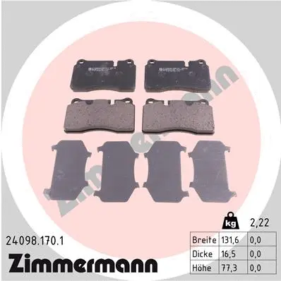 Kit de plaquettes de frein, frein à disque ZIMMERMANN 24098.170.1