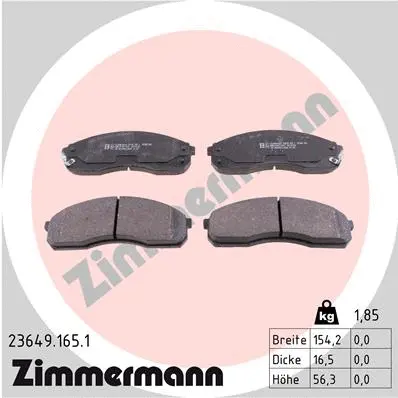 Kit de plaquettes de frein, frein à disque ZIMMERMANN 23649.165.1