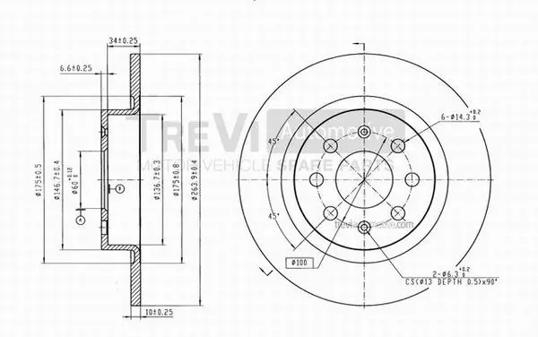 Disque de frein TREVI AUTOMOTIVE BD1055