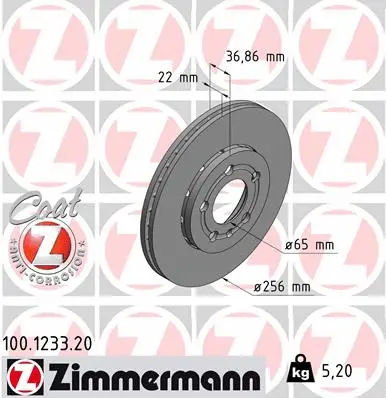 Disque de frein ZIMMERMANN 100.1233.20