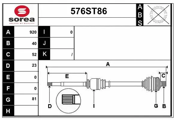 Arbre de transmission STARTCAR 576ST86