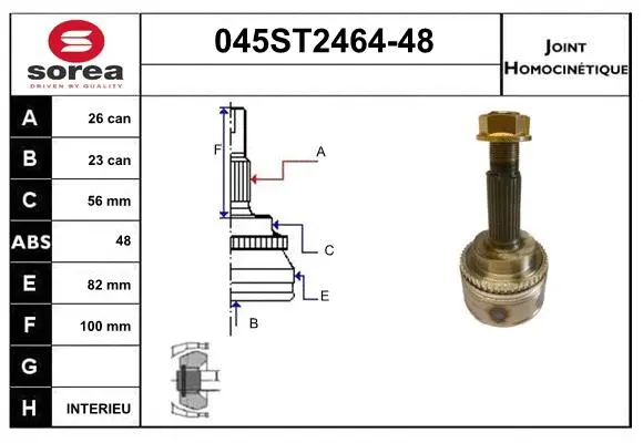 Jeu de joints, arbre de transmission STARTCAR 045ST2464-48