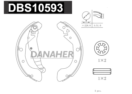 Jeu de mâchoires de frein DANAHER DBS10593