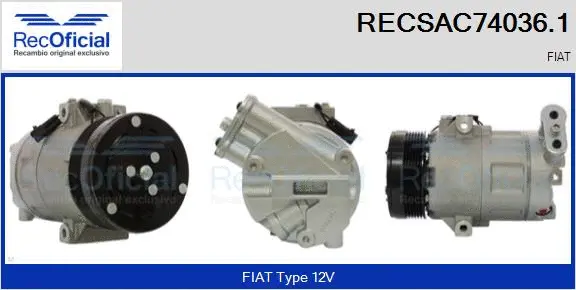 Compresseur, climatisation RECOFICIAL RECSAC74036.1