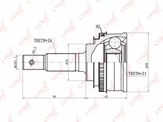 Jeu de joints, arbre de transmission LYNXAUTO CO-7525A