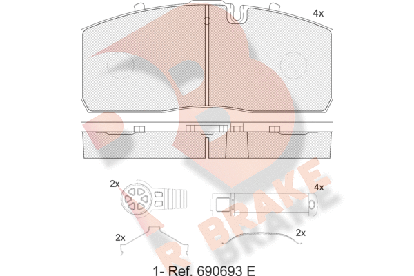 Kit de plaquettes de frein, frein à disque R BRAKE RB2446-066