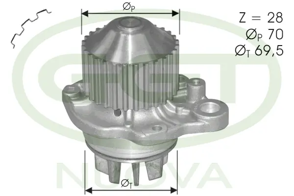 Pompe à eau, refroidissement du moteur GGT PA11113