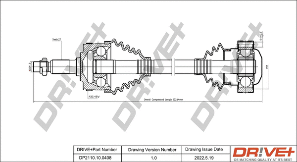 Arbre de transmission Dr!ve+ DP2110.10.0408
