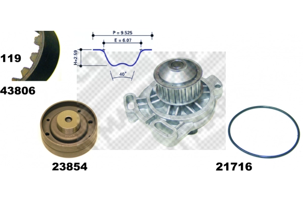 Pompe à eau + kit de courroie crantée MAPCO 41806