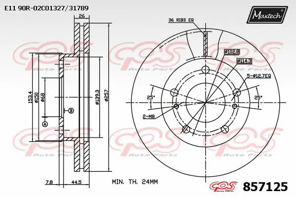 Disque de frein MAXTECH 857125
