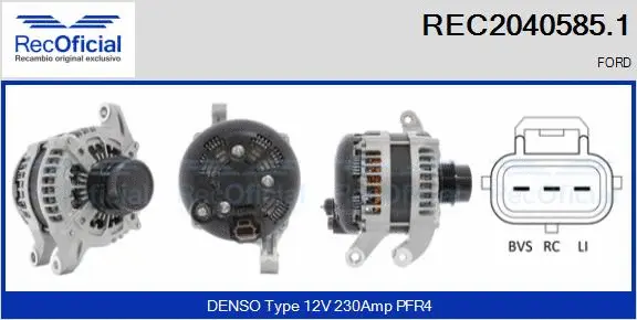Alternateur RECOFICIAL REC2040585.1