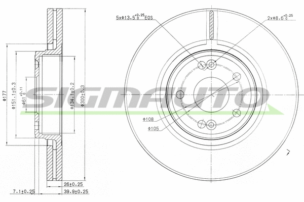 Disque de frein SIGMAUTO DBB205V
