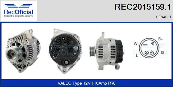 Alternateur RECOFICIAL REC2015159.1