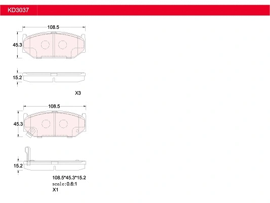 Kit de plaquettes de frein, frein à disque ASIMCO KD3037