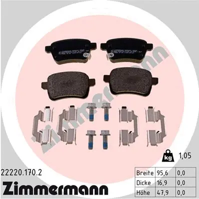 Kit de plaquettes de frein, frein à disque ZIMMERMANN 22220.170.2