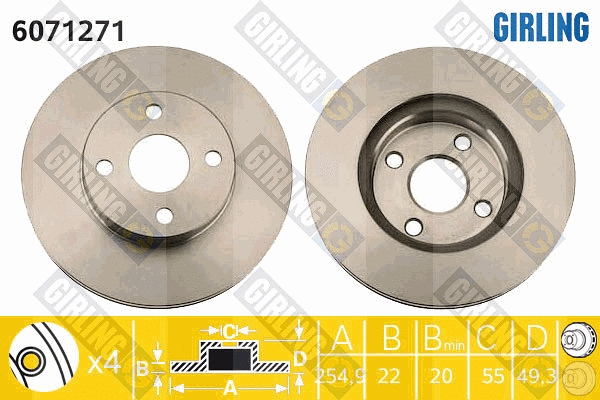Disque de frein GIRLING 6071271