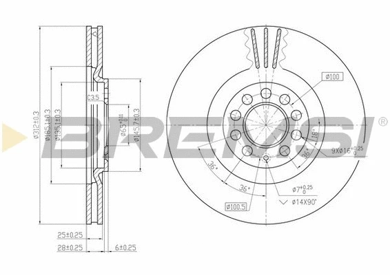 Disque de frein BREMSI CD7118V