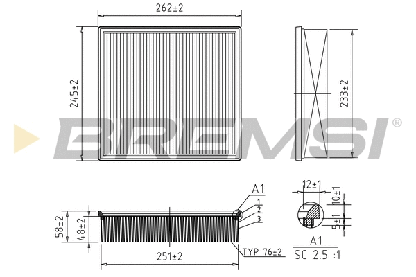 Filtre à air BREMSI FA2088