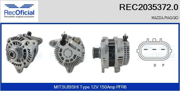 Alternateur RECOFICIAL REC2035372.0