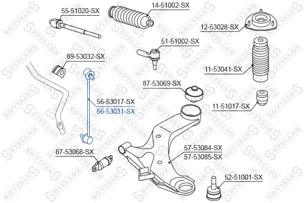 Entretoise/tige, stabilisateur STELLOX 56-53031-SX