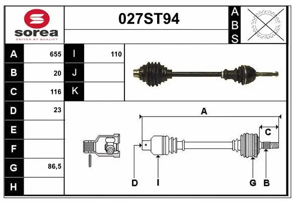Arbre de transmission STARTCAR 027ST94