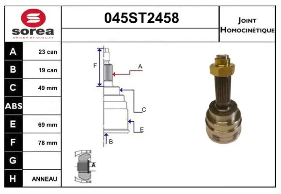 Jeu de joints, arbre de transmission STARTCAR 045ST2458