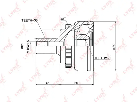 Jeu de joints, arbre de transmission LYNXAUTO CO-3772A