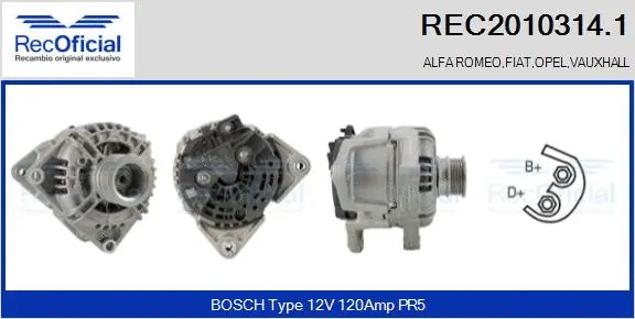 Alternateur RECOFICIAL REC2010314.1