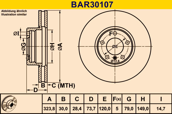 Disque de frein BARUM BAR30107