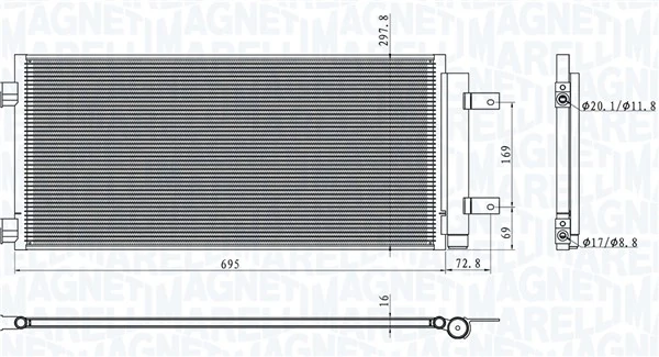 Condenseur, climatisation MAGNETI MARELLI 350203101600