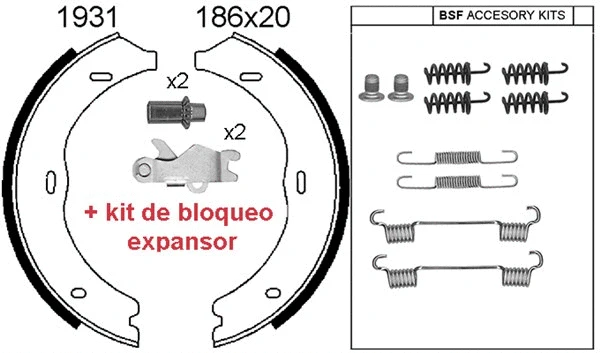 Jeu de mâchoires de frein, frein de stationnement BSF 01931KC