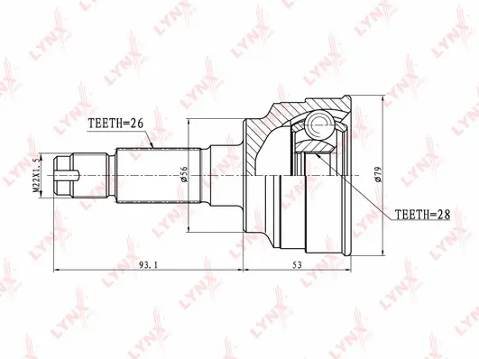 Jeu de joints, arbre de transmission LYNXAUTO CO-5111