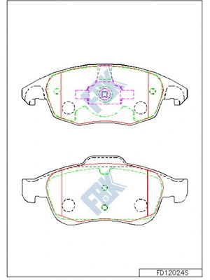 Kit de plaquettes de frein, frein à disque FBK FD12024S