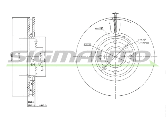 Disque de frein SIGMAUTO DBB152V