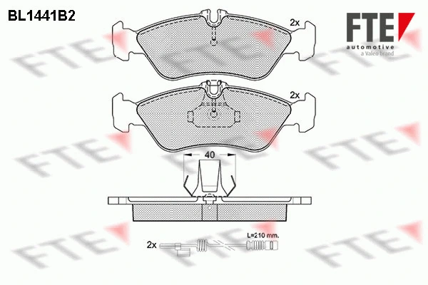 Kit de plaquettes de frein, frein à disque FTE 9010194