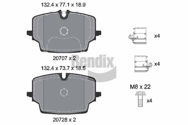 Kit de plaquettes de frein, frein à disque BENDIX Braking BPD2559
