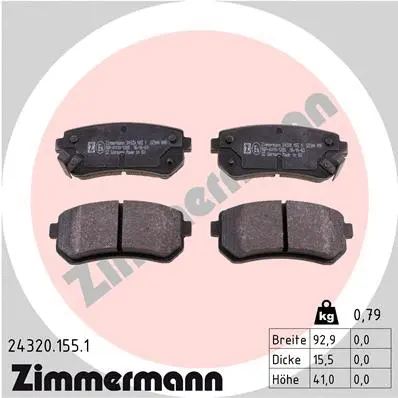 Kit de plaquettes de frein, frein à disque ZIMMERMANN 24320.155.1