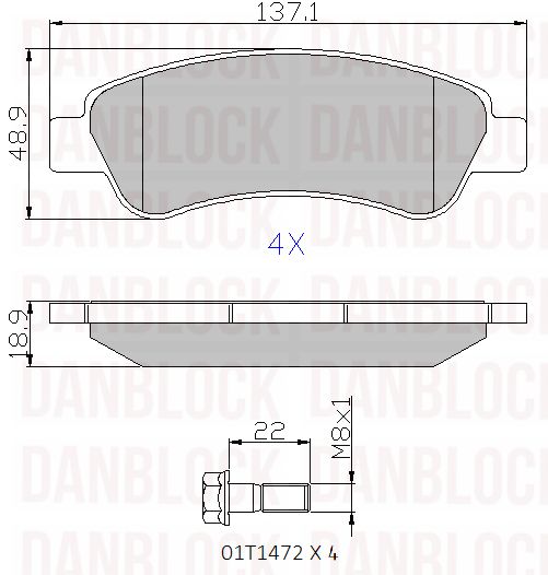 Kit de plaquettes de frein, frein à disque DANBLOCK DB 510562