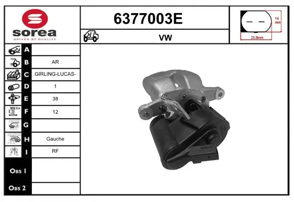 Étrier de frein STARTCAR 6377003E