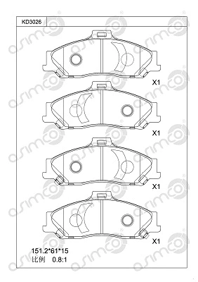 Kit de plaquettes de frein, frein à disque ASIMCO KD3026