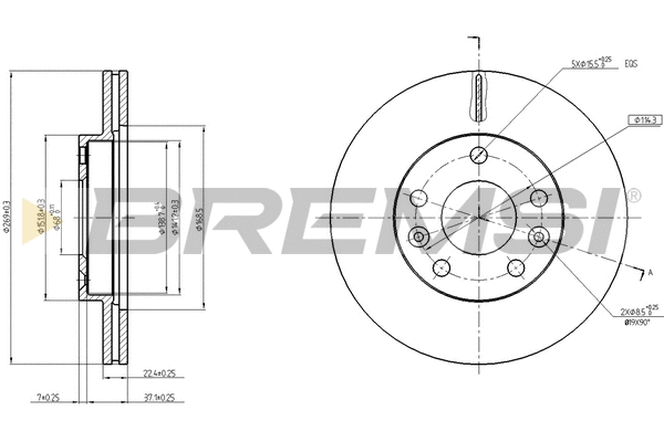 Disque de frein BREMSI CD8078V