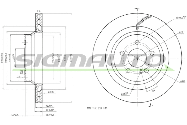 Disque de frein SIGMAUTO DBC611V